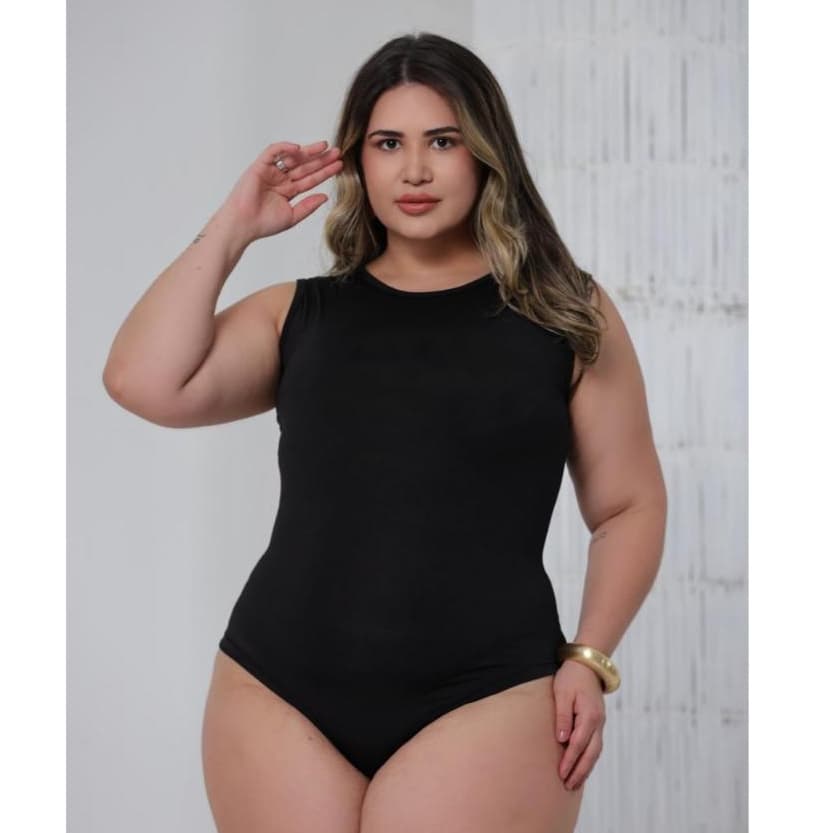 Body Blusa Feminino Plus Size  Gola Careca Redonda Regata Suplex Confortável Casual GG G1 G2