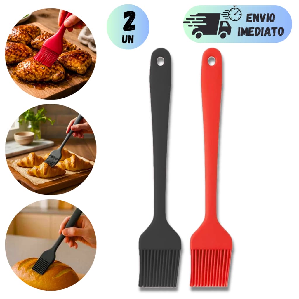 KIT PINCEL DE SILICONE CULINÁRIO PARA CONFEITARIA COZINHA CHURRASCO UNTAR FORMAS E ASSAR