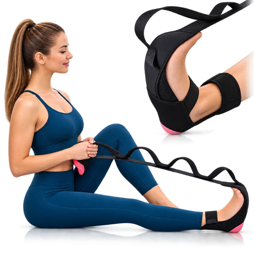 Faixa de Alongamento para Pés e Pernas com Alças Ajustáveis - Alívio de Fascite Plantar, Pilates e Yoga - Tomóvi