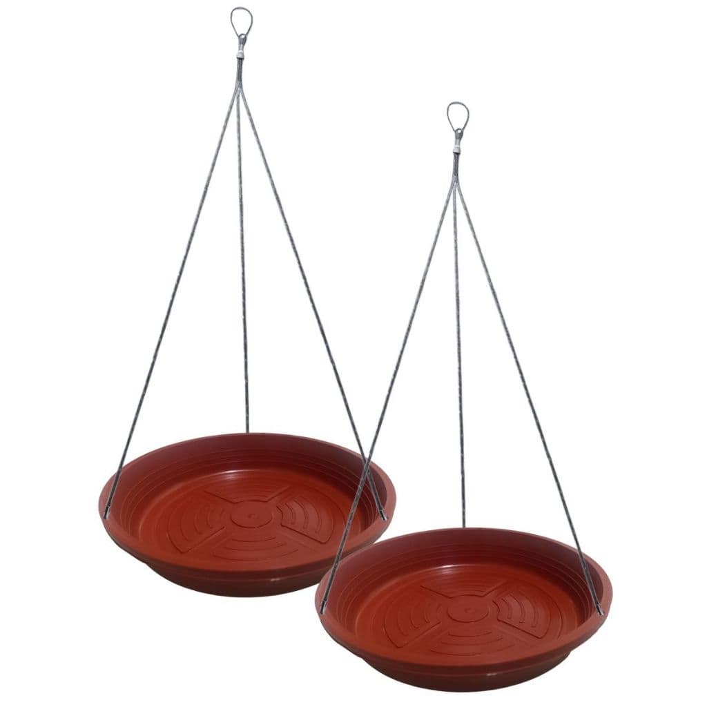 2 Kit Suspenso Para Vaso de Planta Pendente Pendurar Vasos - Prato Cerâmica 17cm + Haste Cabo 40cm