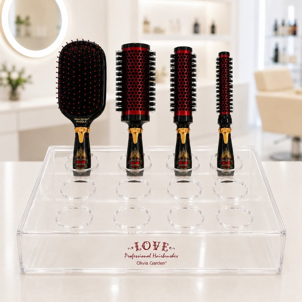 Escova Térmica Cerdas Duplas Kit 12 unidades Alisadoras com Bandeja de Acrílico Profissional Luxo