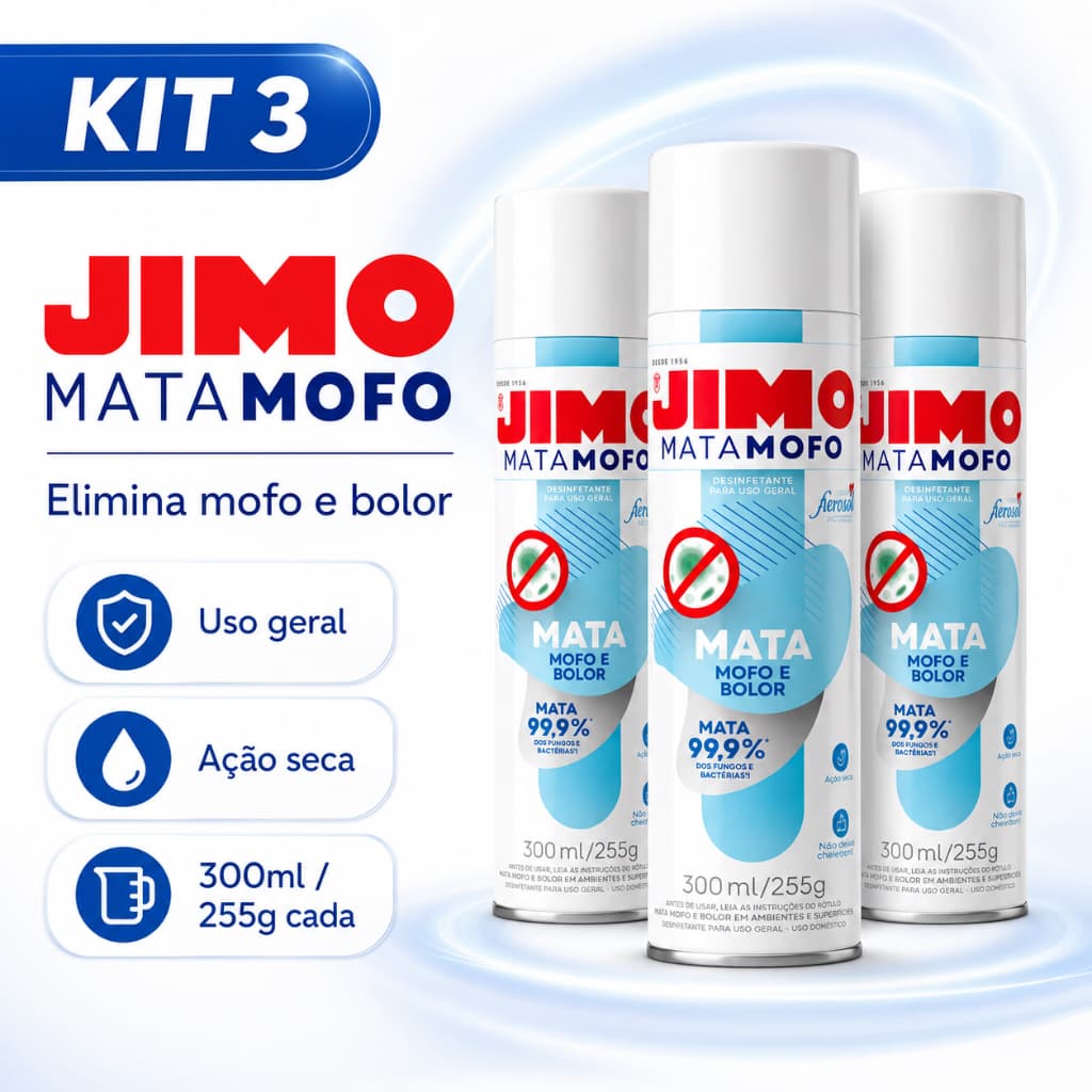 Kit 3 Mata Mofo Spray 300ml Multiuso Anti Mofo Elimina Fungos Bactérias Banheiro Azulejo Rejunte Box