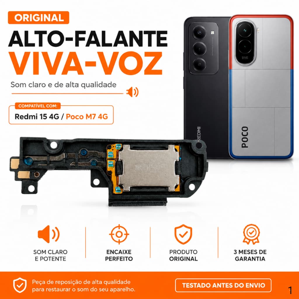 Buzzer Speaker Redmi 15 4G/ Poco M7 4G Alto Falante Viva Voz Original Campanhia Boa Qualidade