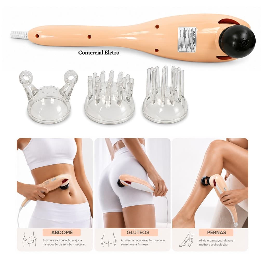 Massageador Elétrico Infravermelho Profissional 220V Relaxante Corporal com 3 Acessórios Confortavel