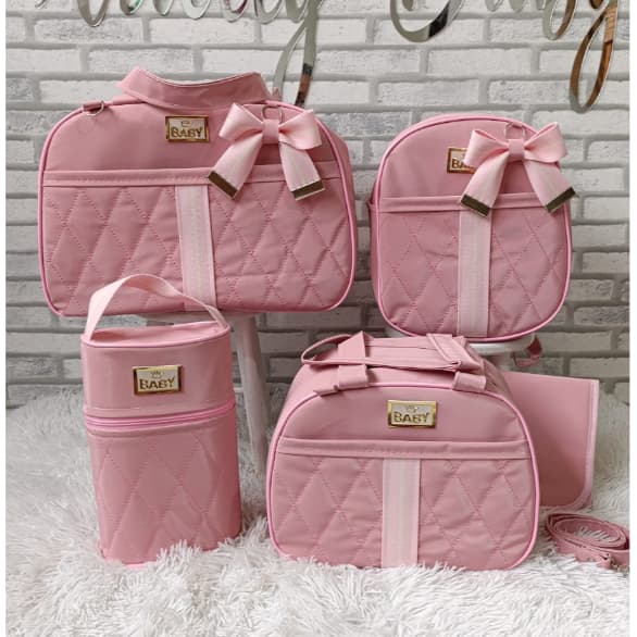 Kit de Bolsa Maternidade Menina e menino - 05 Peças- Diego Baby