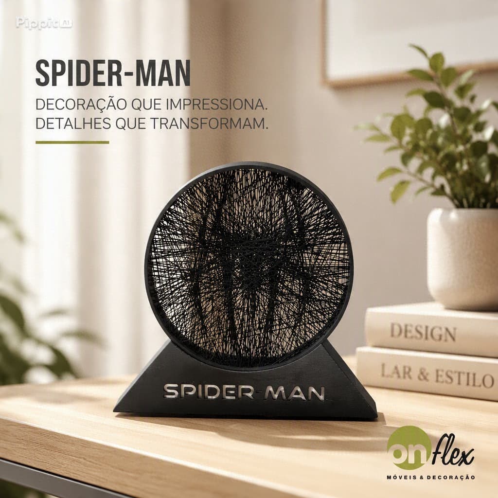 Quadro Escultura Homem-Aranha Arte em Fios String Art Geométrica - Decoração Geek Premium Moderna