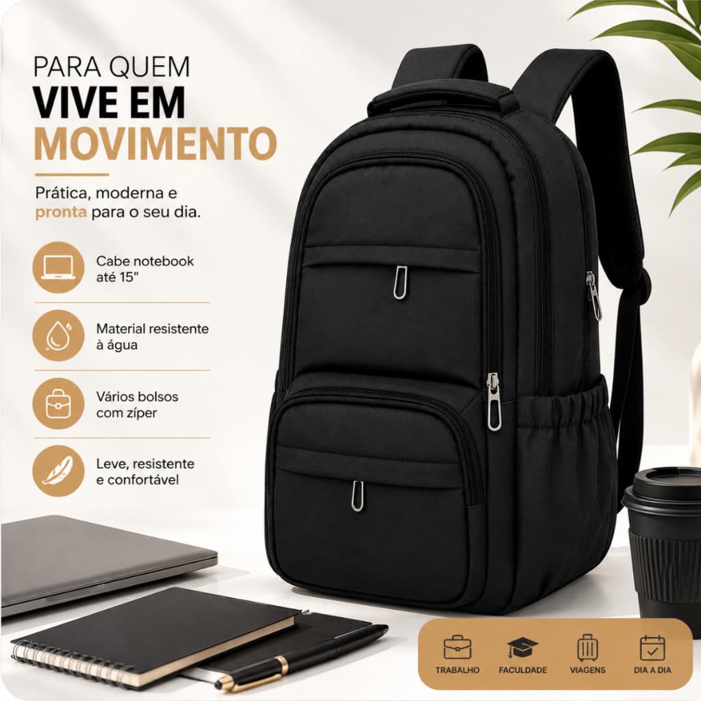 Mochila Casual Escolar Juvenil Reforçada para Notebook Trabalho Faculdade Dia a Dia Schulz Sports