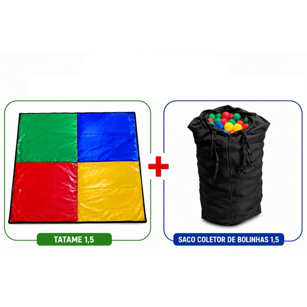 Kit Tatame Colchonete 1,5 + Saco Coletor de Bolinhas 1,5 – Organizador e Espaço para Brincar