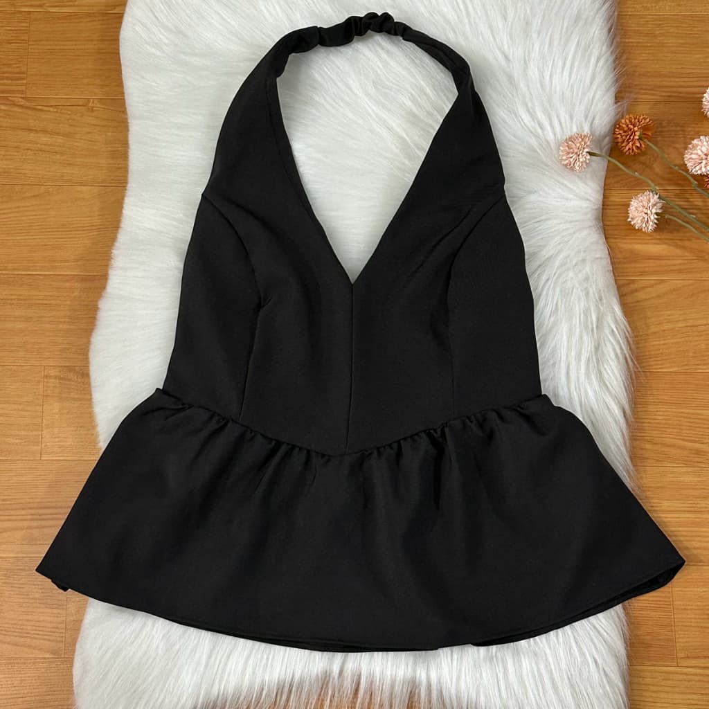 Top Cropped Halter Solido Design BabadoModa Veráo