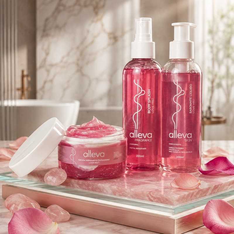 Body Splash + Sabonete líquido + Hidratante corporal - alleva Fragrância Intensa