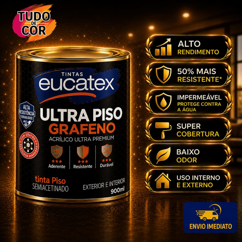 Tinta Ultra Piso Eucatex Premium 900ml, Muito Mais Resistente, Acetinada Diversas Cores Piso Lavável