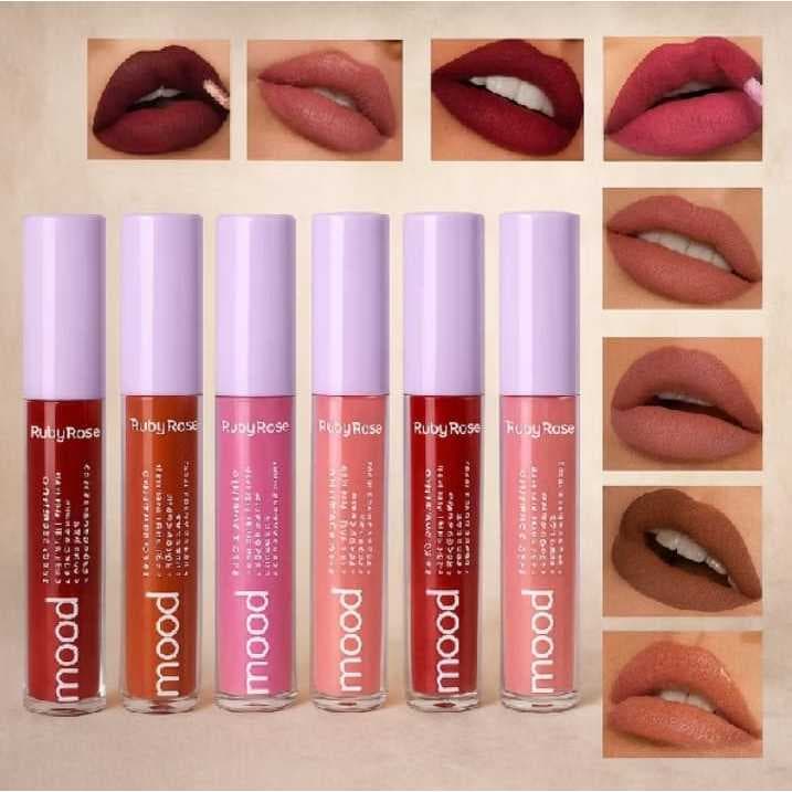 Batom Líquido Ruby Rose Mood Alta Pigmentação e Textura Macia