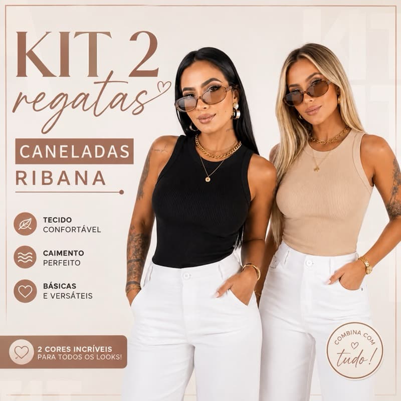 Kit 2 Regata Feminina Ribana Cropped Canelado Ribana Cropped Feminino Canelado Camiseta Basica Feminina