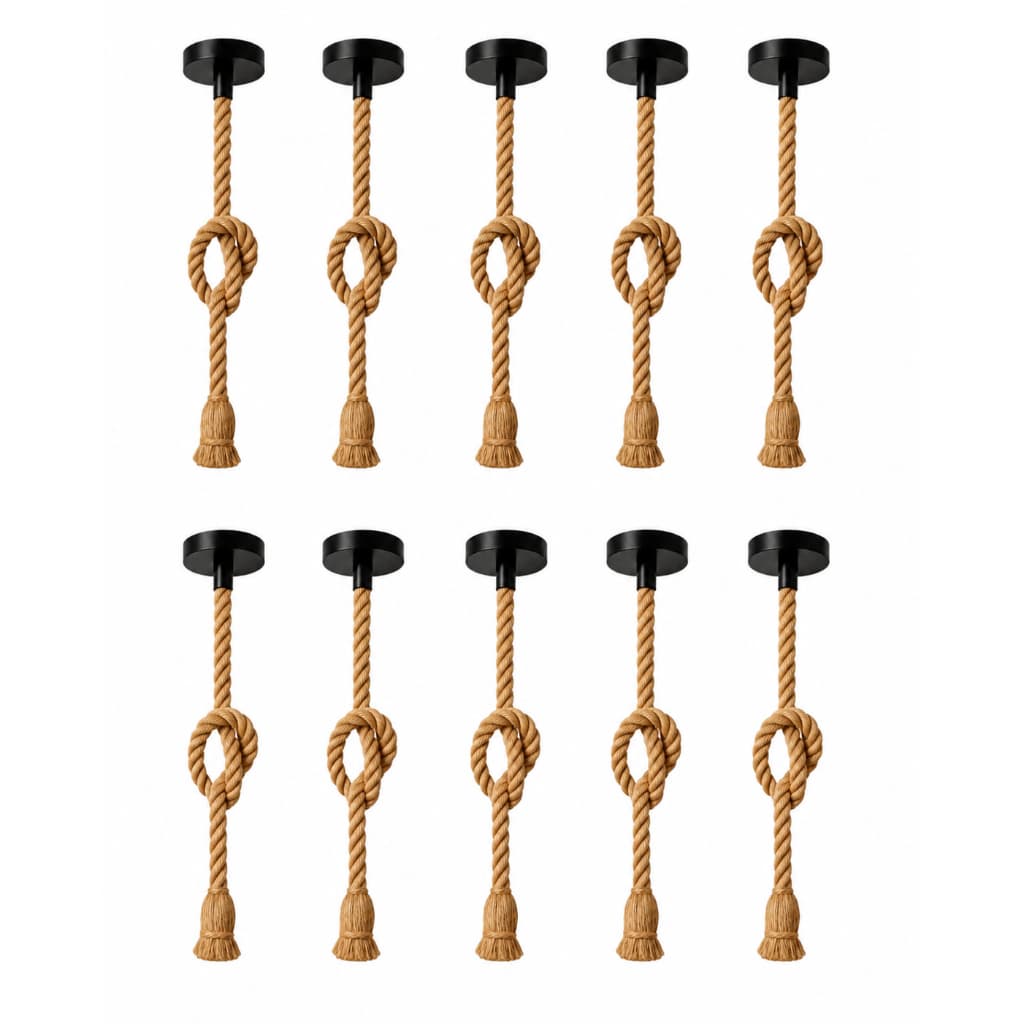 Kit 10 Pendente Corda Sisal 1 Metro Bivolt 110v 220v Vintage Rústico Decorativo Área Luminária Teto