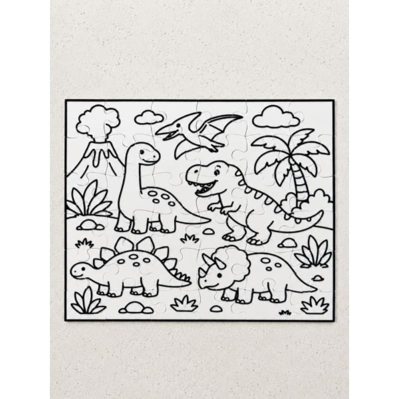 Puzzle Quebra Cabeça Dinossauro T-Rex De Colorir Com Caixa