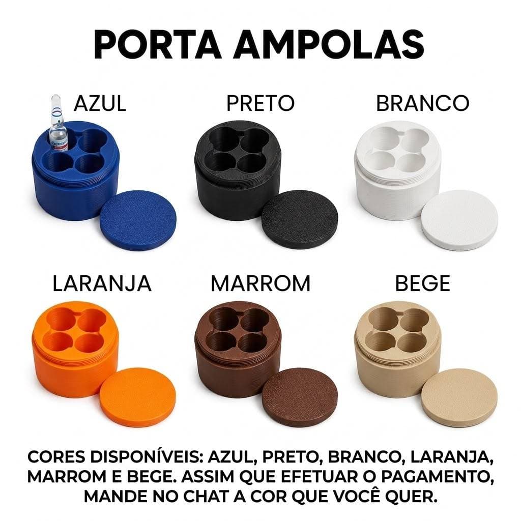 Porta Ampola Vacina 3ml Organizador 4 Ampolas + 4 Tampas Cortesia