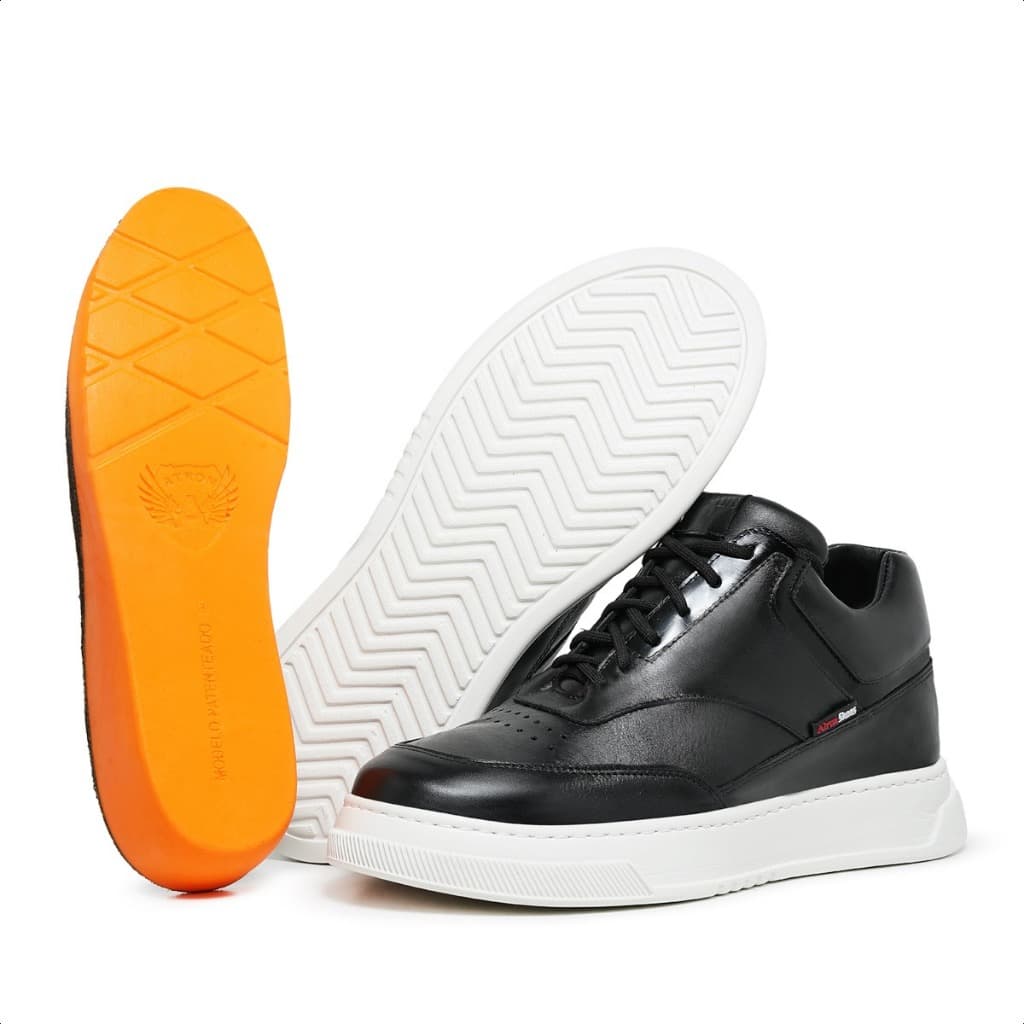 Tênis Motociclista Atron Shoes Premium com 9 cm Preto / Branco