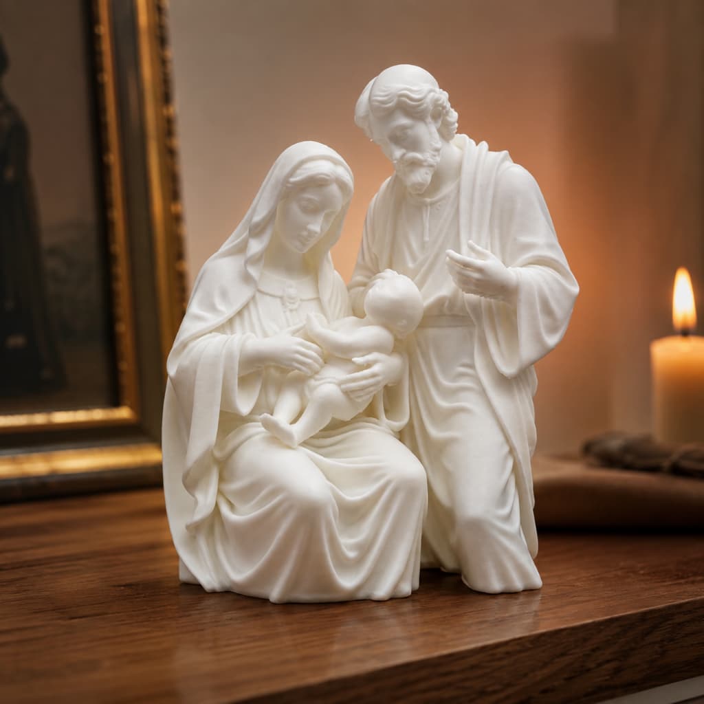 Imagem Peça Sagrada Família Filamento 3D Decoração Casa Elegante Religioso Presépio Jesus