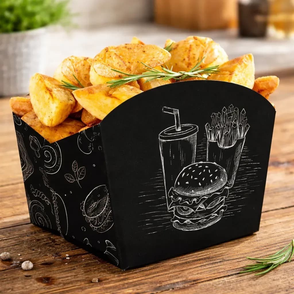Caixa Embalagem Para Batata Frita Porcoes Consumo Imediato Triplex 250g Delivery Fast Food Lanche 10x7x8 - 100 Unidades