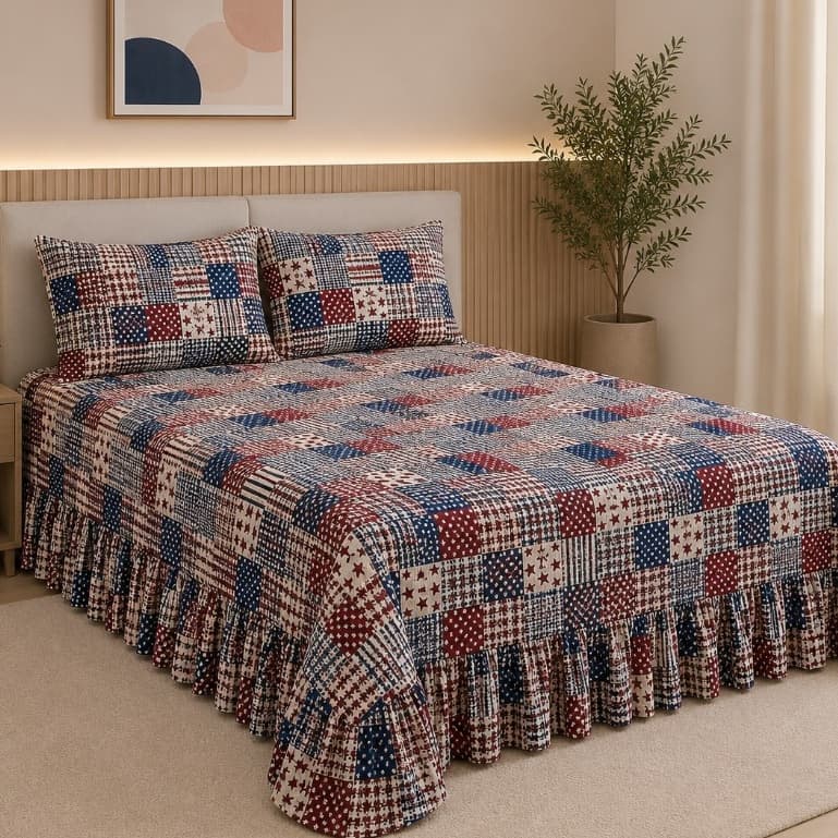 Colcha Cobre Leito Helena com Fronha Estampada Tecido Premium Macio Todos os tamanhos de Camas