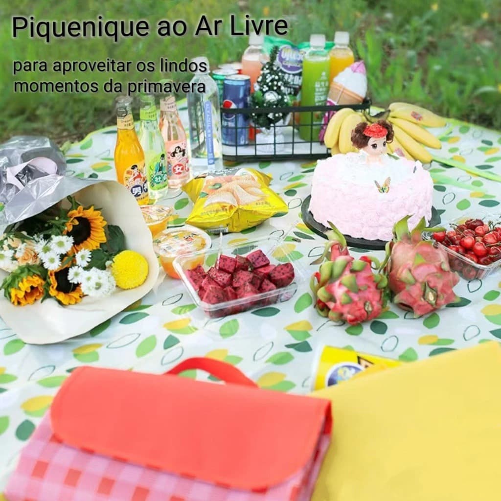 Tapete Piquenique Portátil Dobrável 2mX2m Impermeavel À Prova De Umidade Prático Fácil Transporte Para Praia Camping