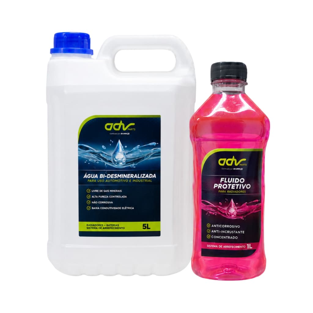 Kit Fluido Aditivo Concentrado Rosa 1L + Agua Desmineralizada 5L Arrefecimento Protecao Radiador Carro Automotivo