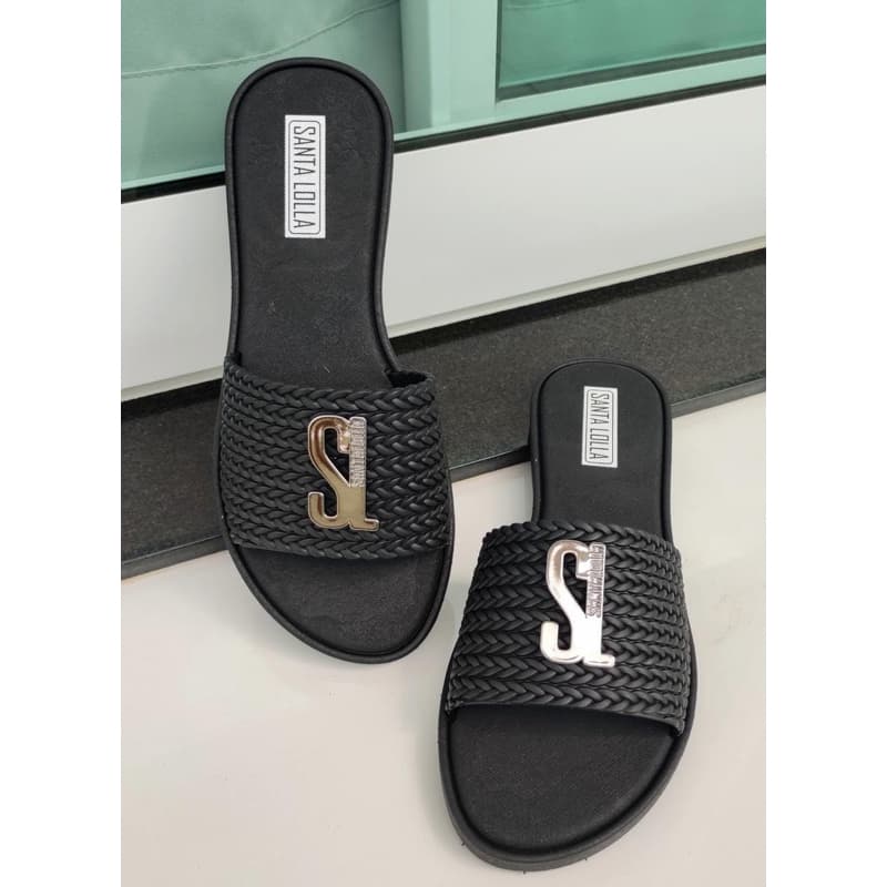 sandália slide blogueira casual moda lançamento calce fácil