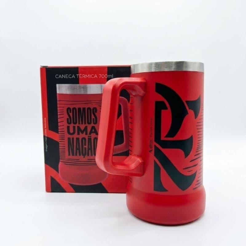 Caneca térmica Flamengo 700ml com parede dupla isolante