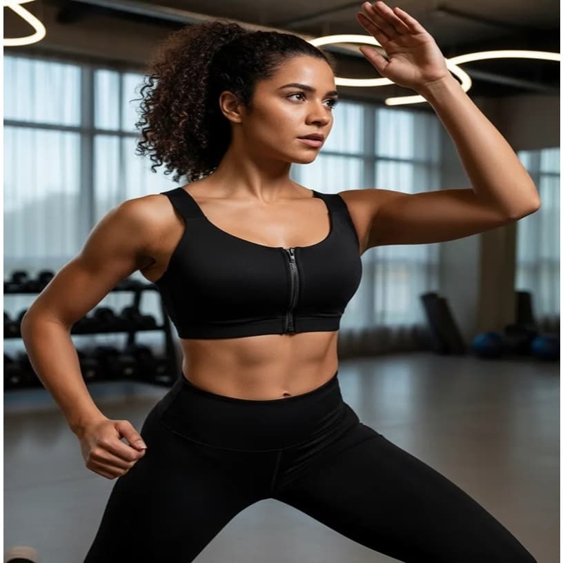 Top Alta Sustentacao Para Corrida e Academia Fitness Com Zíper Plus Size Top Para Crossfit, Treino Reforçado Ginastica