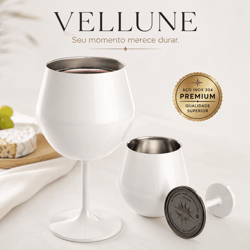 Taça Térmica Inox 420ml 2 Em 1 Vira Copo Base Removível Para Vinho Gin Drinks