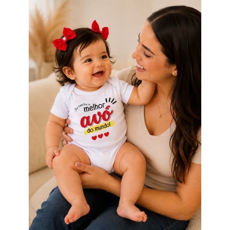 Body Bebê 2 Lacinhos Presente para o Vovô Eu Tenho um Avô Especial