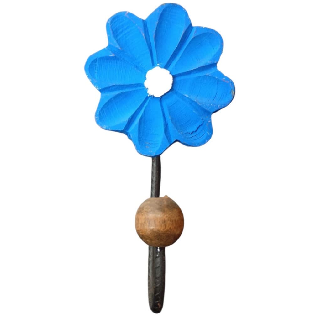 Cabideiro de Madeira de Demolição Flor Azul