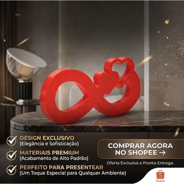 Enfeite Decorativo Símbolo do Infinito Minimalista para Sala Mesa e Estante