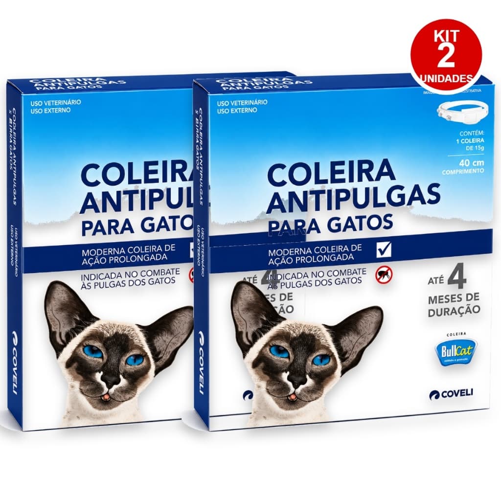 Bullcat Coleira Antipulgas Coveli para Gatos - 15 g - Kit 2un - Val:Nov-26