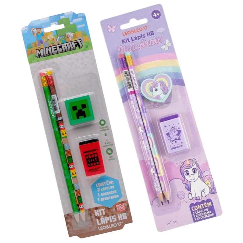 Kit Escolar Lapis Hb 2 Lapis De Escrever Com Borracha 1 Apontador E 1 borracha Leo Leo