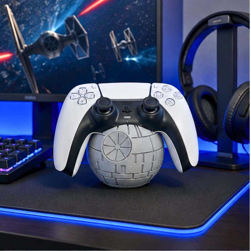 Suporte Controle PS5 Estrela da Morte Star Wars Decoração Gamer Geek Porta Controle PS5 PS4 Xbox Series X/S e Xbox One