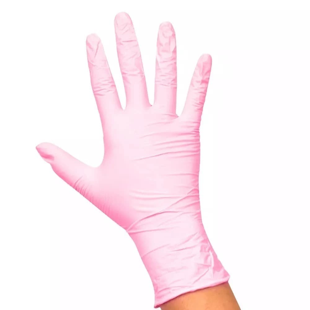 1 Par de Luvas Descartável Nitrílica M Rosa Santa Clara 5072