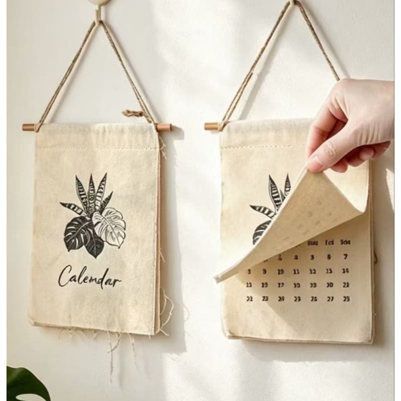calendário boho, calendário de cozinha, calendário em tecido