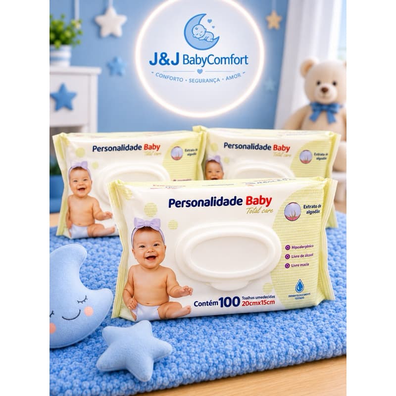 Kit 3x Pacote Toalhas Umedecidas Personalidade 100un | Extra Macias + Hipoalergênicas + Envio Rápido