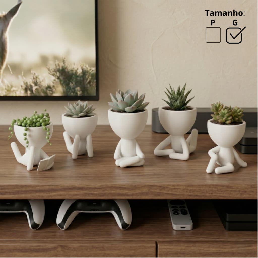Kit 5 Vasos Grandes Robert Bob Coleção Premium minimalista, Enfeite de casa Estante e Sala - 11cm