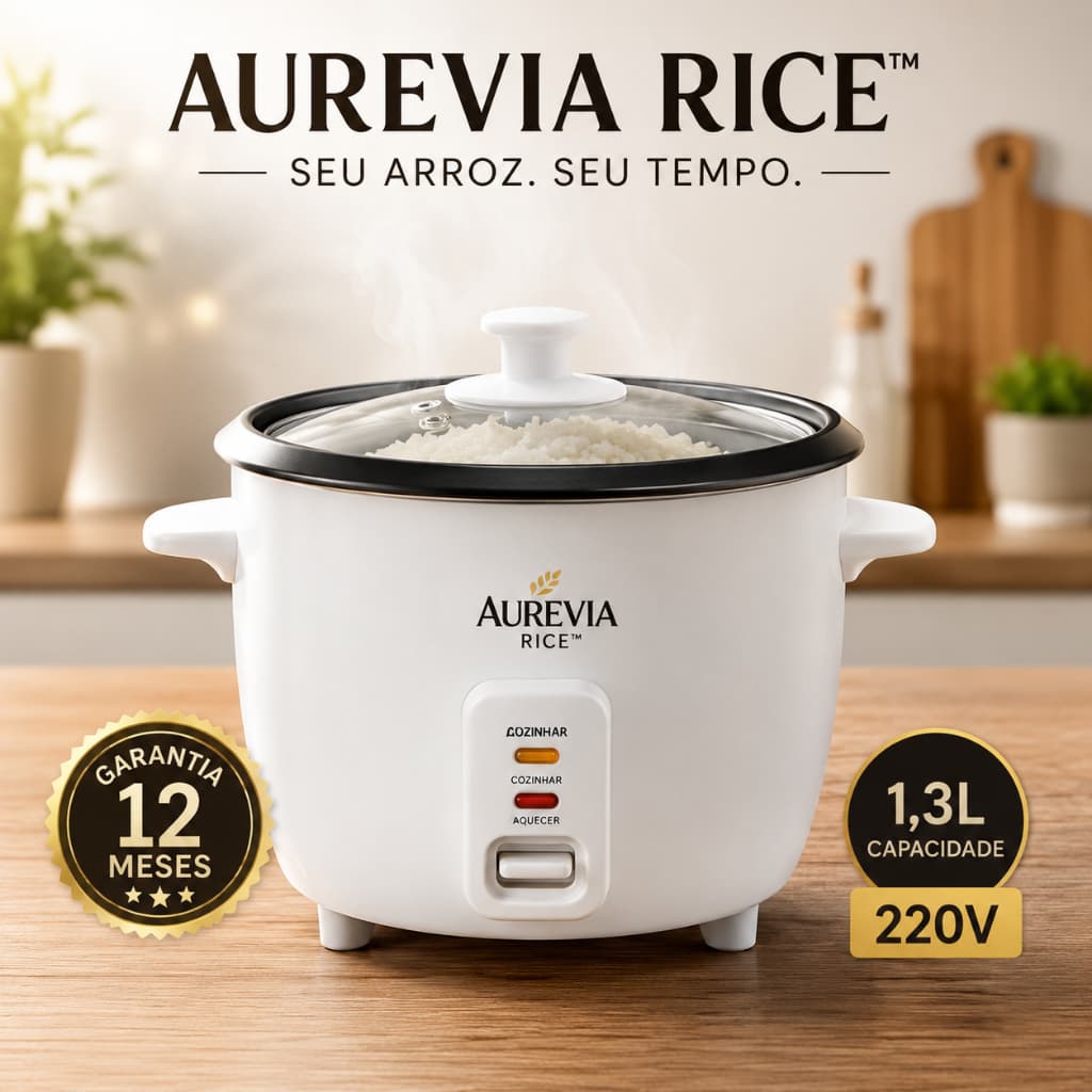 Panela Elétrica de Arroz 1,3L 220V Automática Branca Aurevia Rice