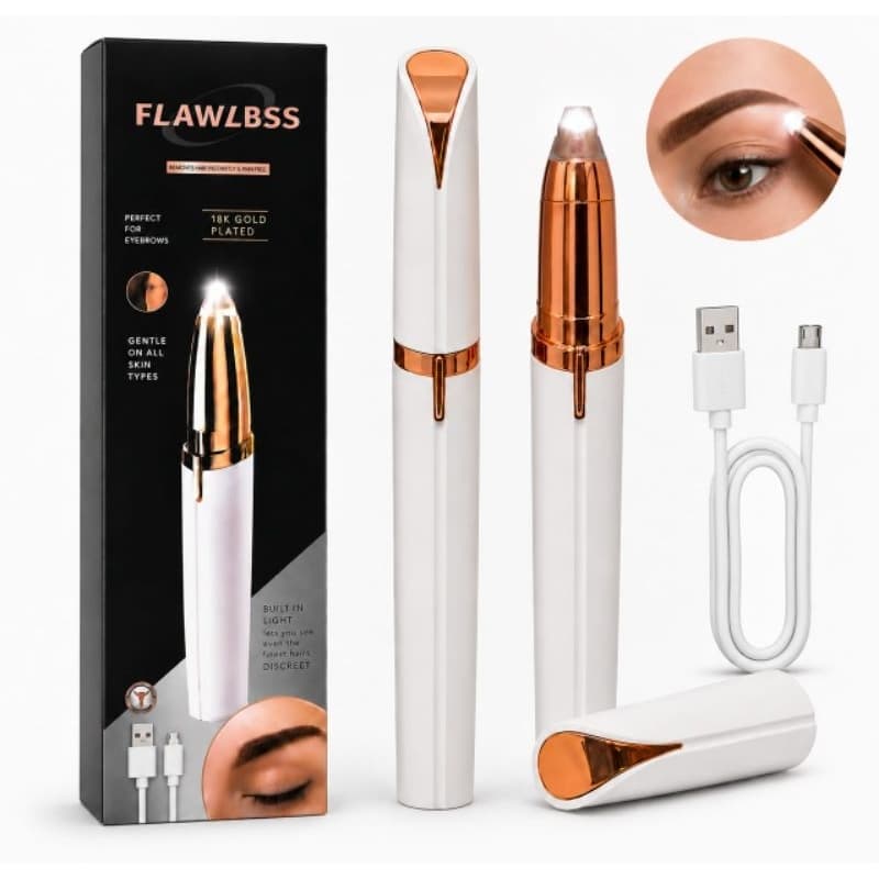 Caneta Depiladora Facial Feminina Sobrancelha Buço Removedor de Pelos LED Recarregável USB