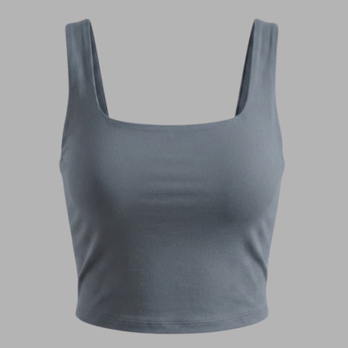 Cropped Regata Feminino Decote Quadrado Suplex Estiloso