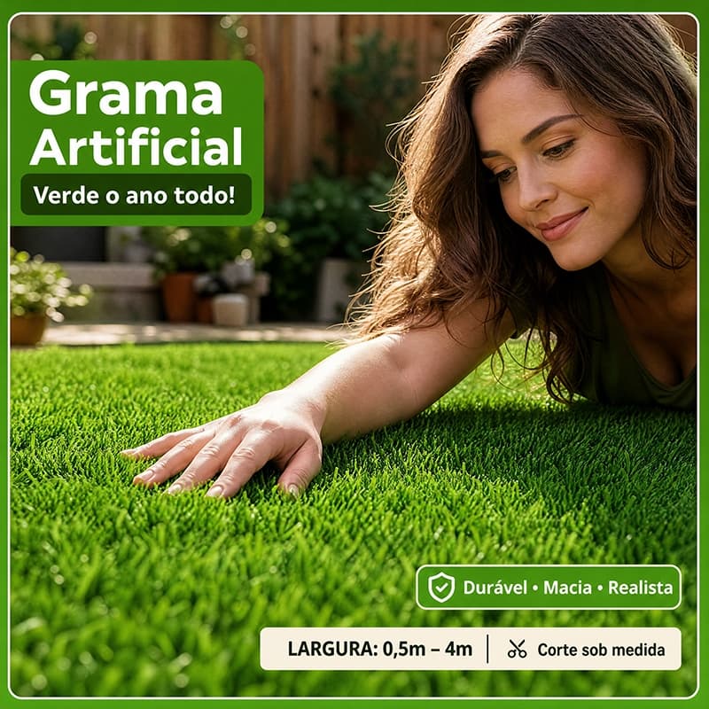 Grama Sintética Artificial 25mm, Grama Verde para Jardim, Casa e Área Externa 1x1M