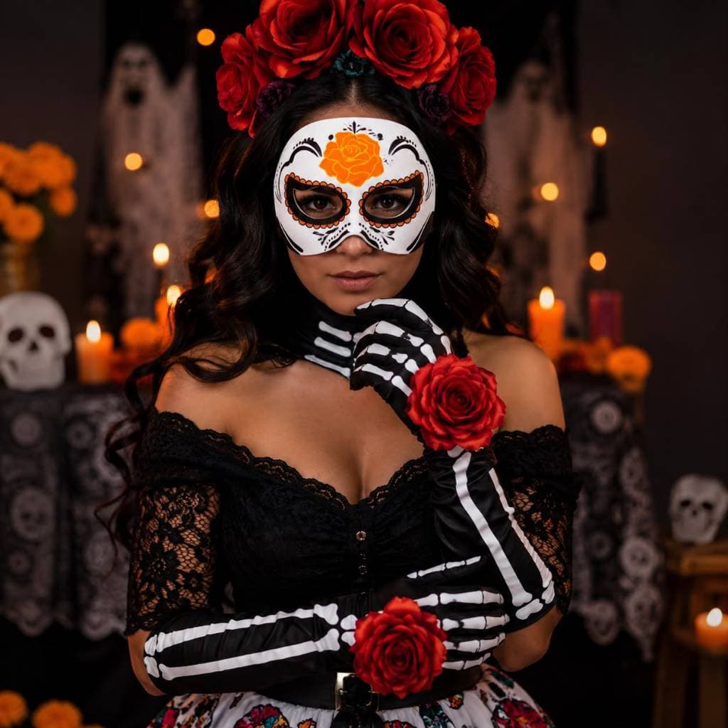 Mascara Caveira Mexicana Meia Face Festa Fantasia Cosplay Halloween Carnaval Baile