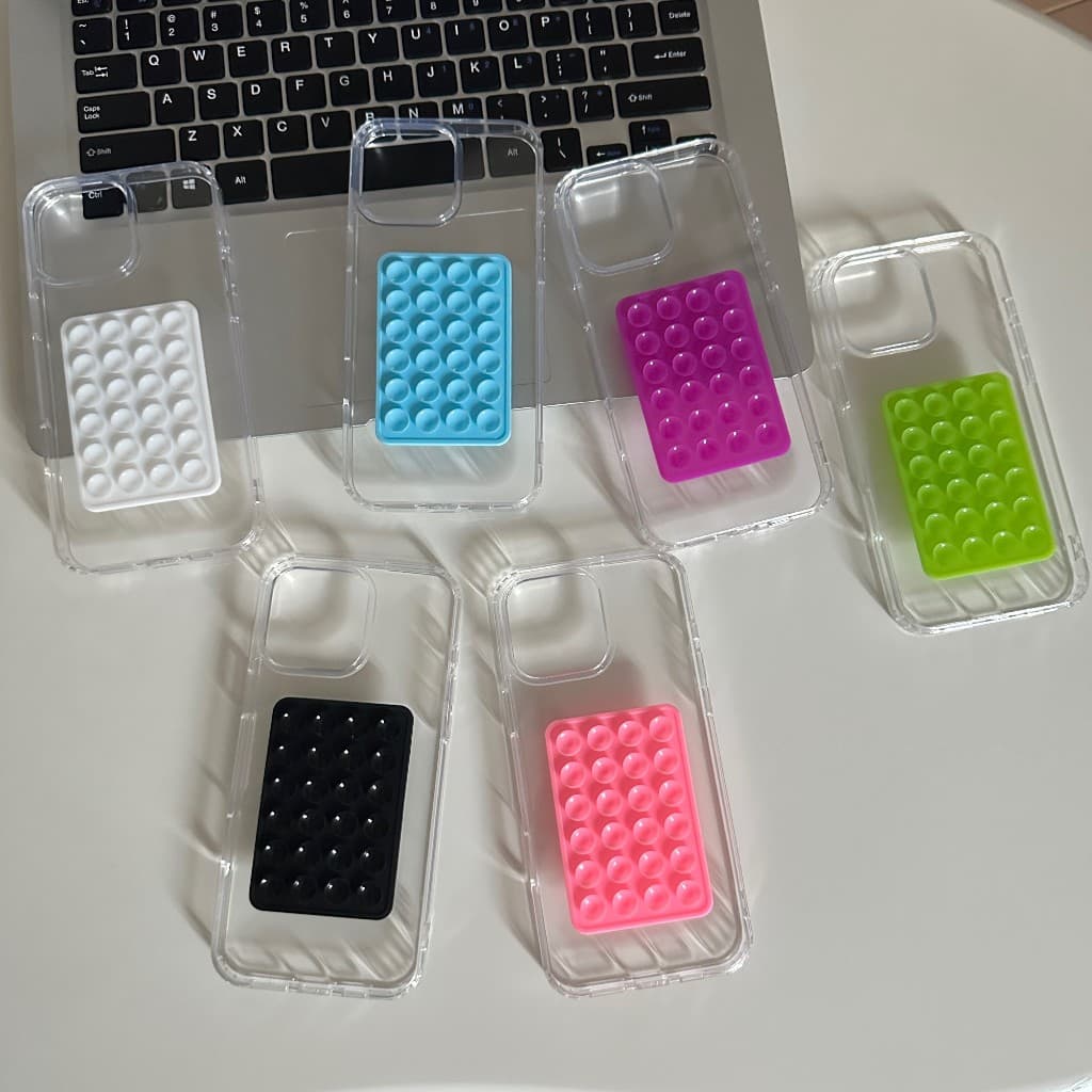 KIT Capa Transparente Com Ventosa Adesiva Para iPhone 17 16 15 14 11 12 13 Pro Max