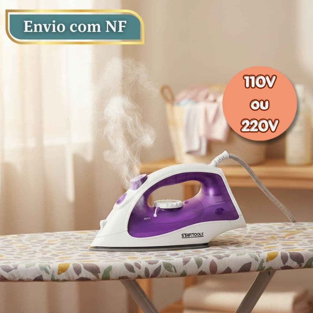 Ferro de Passar Roupas a Vapor e Seco 1500W 110V ou 220V Base Cerâmica Antiaderente Spray Rápido
