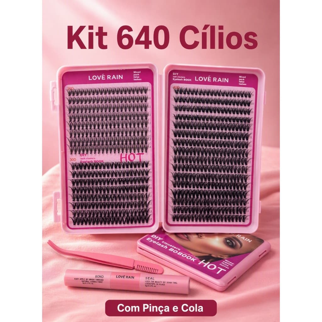 kit Extensões De Cílios DIY C Curl , Aglomerados Finos 9-14 MIX