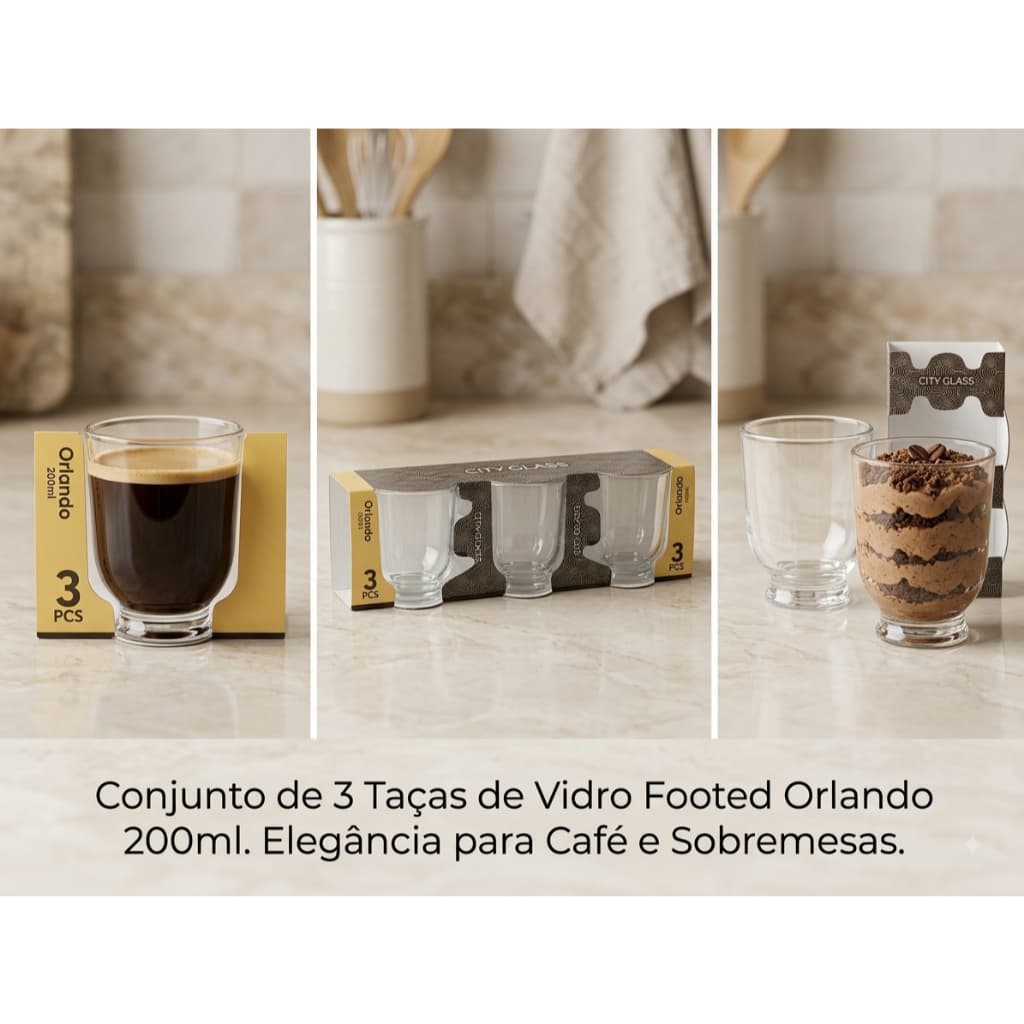 Kit jogo 3 xicaras canecas de vidro café e bebidas quentes 200 ml mesa posta xícara máquina café