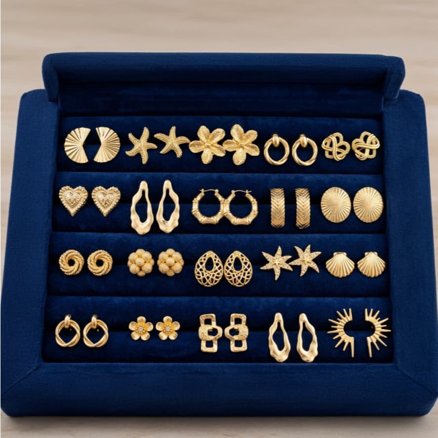 Kit 10/20/40 Pares Brincos Sortidos Atacado Folheados a Ouro ou Prata para Revenda
